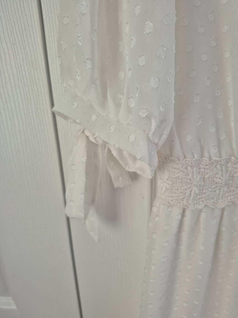 Kate & Lilly Cream Swiss Dot Lace Midi Dress Romantic Boho  Sz 12 - Picture 6 of 10